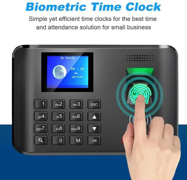 Alt view image 5 of 7 - _Mega Brand A5 Time Clock-Time Clocks for Employees Small Business-Fingerprint, RFID and PIN Biometric Time Clock, Office Punch Clock, with 5 Badges-0 Monthly Fees