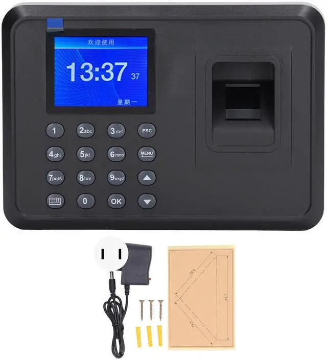 Main image of Fingerprint Time Attendance Machine, Multilingual Voice Reminder Fingerprint Password Attendance Machine Employee Time Clock for Offices, Factories and More (US Plug)