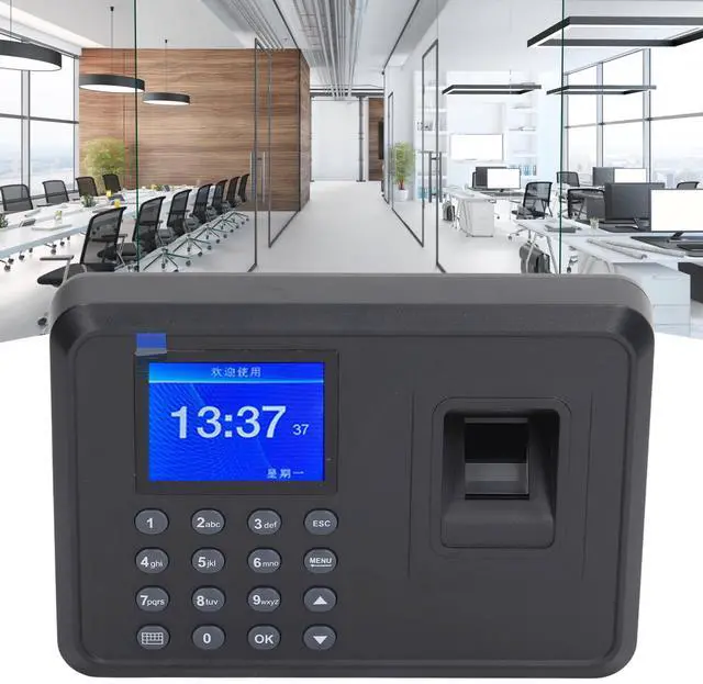 Alt view image 7 of 7 - Fingerprint Time Attendance Machine, Multilingual Voice Reminder Fingerprint Password Attendance Machine Employee Time Clock for Offices, Factories and More (US Plug)