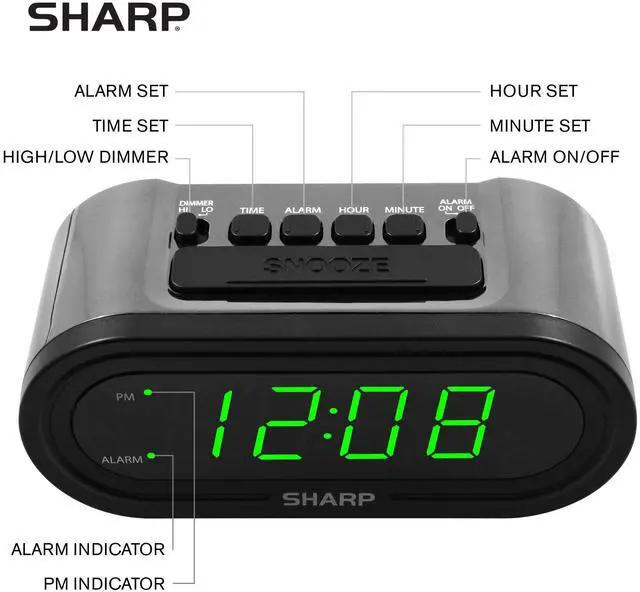 Alt view image 3 of 6 - _Mega Brand Digital Alarm with AccuSet - Automatic Smart Clock, Never Needs Setting - Great for Seniors, Kids, and Everyone who Doesn't Want to Set a Clock! Silver Case with Green LEDs