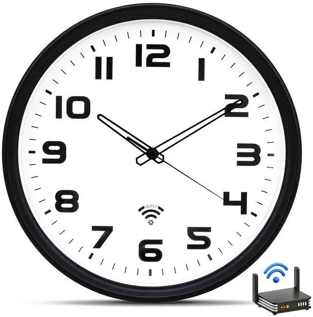 Main image of _Mega Brand 12Inch Wi-Fi Wall Clock with Auto Sync Time & DST, Easy to Read, Large Digital Display, Silent Battery Operated Wall Clock for Living Room Bedroom School Office Kitchen
