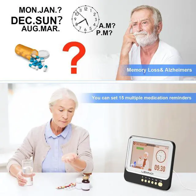 Alt view image 2 of 7 - _Mega Brand 7 Inch Dementia Clock,Digital Day and Time Clock for Seniors Elderly Memory Loss Alzheimers Large Display Date Temp,12 Labels Image & 15 Medicine Alarm Reminder,Auto DST (2025 New)