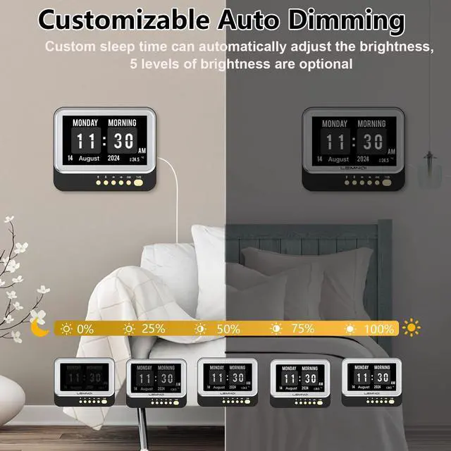 Alt view image 5 of 7 - _Mega Brand 7 Inch Dementia Clock,Digital Day and Time Clock for Seniors Elderly Memory Loss Alzheimers Large Display Date Temp,12 Labels Image & 15 Medicine Alarm Reminder,Auto DST (2025 New)