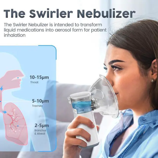 Alt view image 2 of 5 - Compact Portable Nebulizer, Mesh Nebulizer, Auto-Cleaning Handheld Nebulizer, Two Ways to Use for Adults and Children with Respiratory Problems, for Home, Office, Outdoor