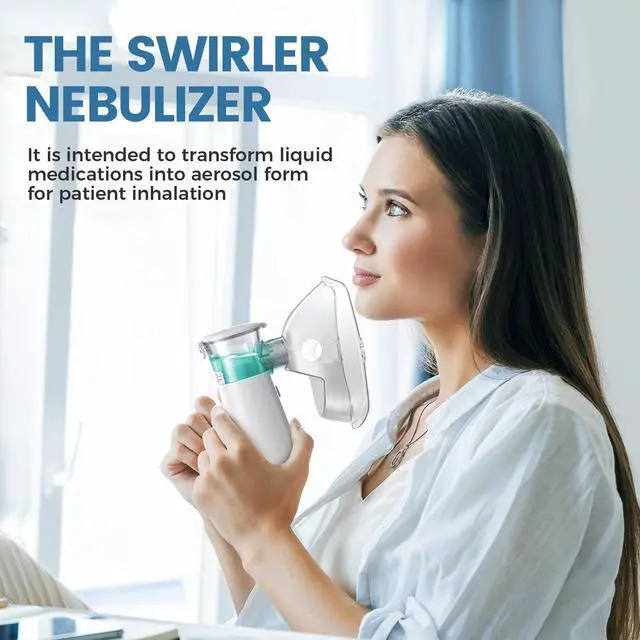 Alt view image 3 of 5 - Compact Portable Nebulizer, Mesh Nebulizer, Auto-Cleaning Handheld Nebulizer, Two Ways to Use for Adults and Children with Respiratory Problems, for Home, Office, Outdoor