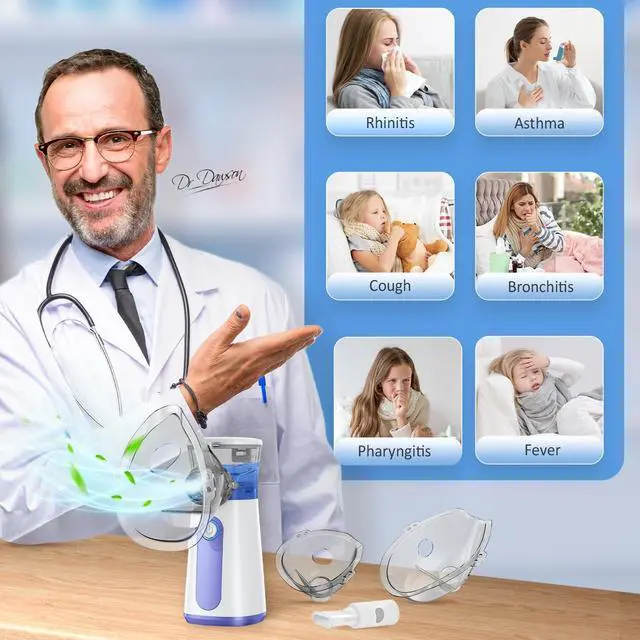 Alt view image 4 of 5 - Compact Portable Nebulizer, Mesh Nebulizer, Auto-Cleaning Handheld Nebulizer, Two Ways to Use for Adults and Children with Respiratory Problems, for Home, Office, Outdoor