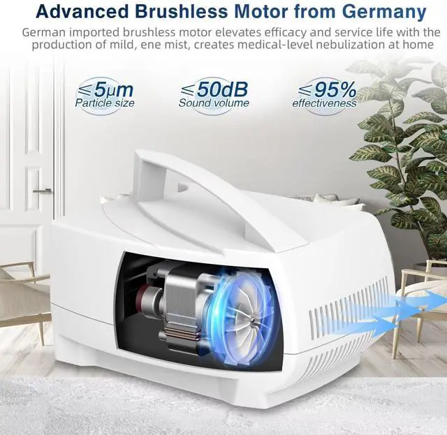 Alt view image 4 of 7 - Nebulizer Machine - Home Nebulizer for Adults and Kids, Nebulizer Machine with Tubing, Mouthpiece and Masks for Adults and Kids _Mega Brand