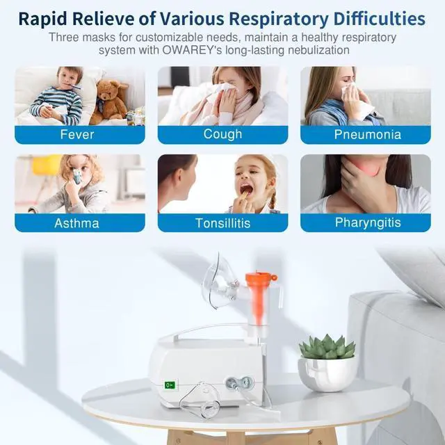 Alt view image 5 of 7 - Nebulizer Machine - Home Nebulizer for Adults and Kids, Nebulizer Machine with Tubing, Mouthpiece and Masks for Adults and Kids _Mega Brand