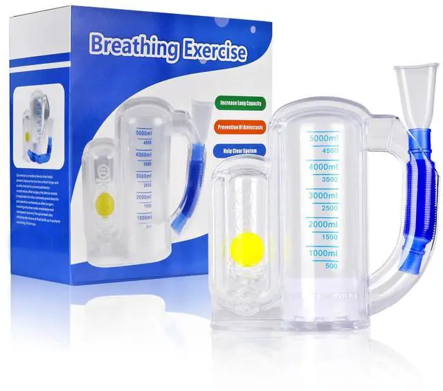 Main image of Incentive Spirometer,Adult Lung Trainer,Breathing Trainer - 5000ML Inhale Volume Measurement, Equipped with Ball Flow Rate Indicator & Scale Indicator