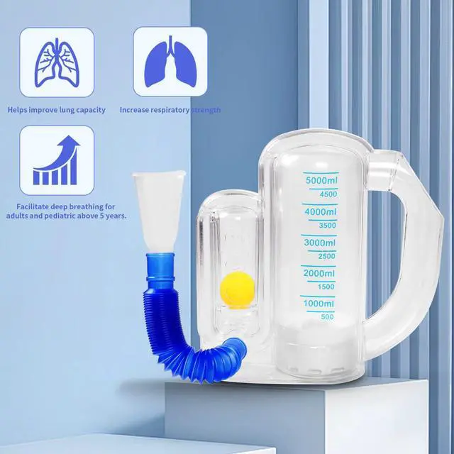 Alt view image 2 of 7 - Incentive Spirometer (WHITE02),Breathing Exercise Device for Lungs,Breathing Trainer for Adults,5000ml Volume Measurement with Flow Rate Indicator