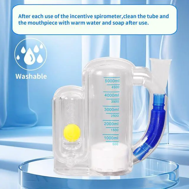 Alt view image 3 of 7 - Incentive Spirometer (WHITE02),Breathing Exercise Device for Lungs,Breathing Trainer for Adults,5000ml Volume Measurement with Flow Rate Indicator