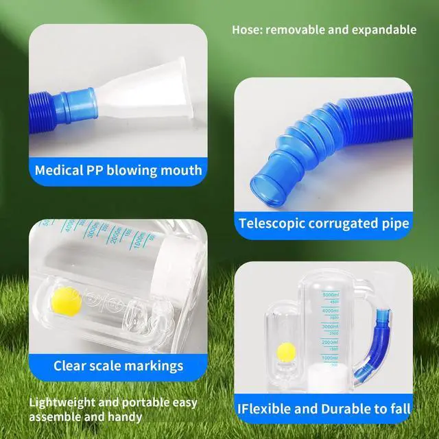 Alt view image 4 of 7 - Incentive Spirometer (WHITE02),Breathing Exercise Device for Lungs,Breathing Trainer for Adults,5000ml Volume Measurement with Flow Rate Indicator