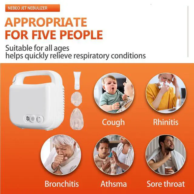 Alt view image 4 of 6 - Portable Nebulizer Machine for Adults and Kids, 09 Jet Nebulizer Steam Inhaler with Tubing Mask Kits for Home Use