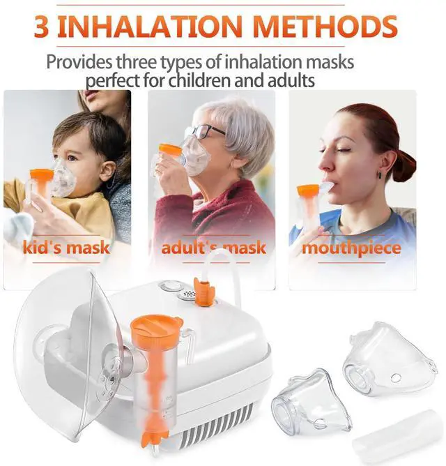 Alt view image 5 of 6 - Portable Nebulizer Machine for Adults and Kids, 09 Jet Nebulizer Steam Inhaler with Tubing Mask Kits for Home Use