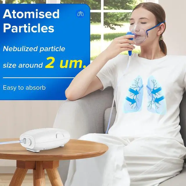 Alt view image 2 of 6 - Portable Nebulizer Compressor for Adults and Kids, Nebulizer Machine for Breathing Treatment with 2 Masks, Nebulizer with Tubing Kit for Home Use