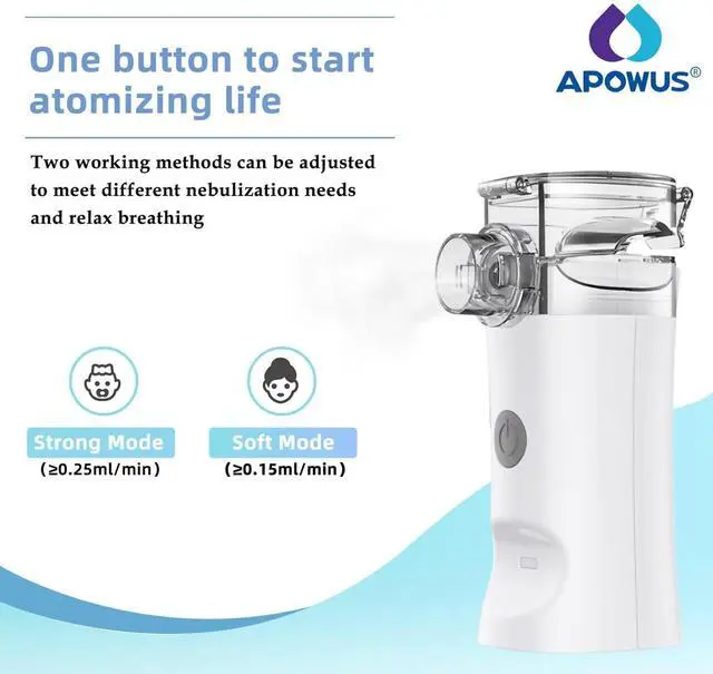 Alt view image 3 of 7 - Portable Nebulizer - Handheld Mesh Nebulizer for Breathing Problems, Portable Nebulizer with Mouthpiece, Kids and Adults Mask of Replacement Accessories _Mega Brand