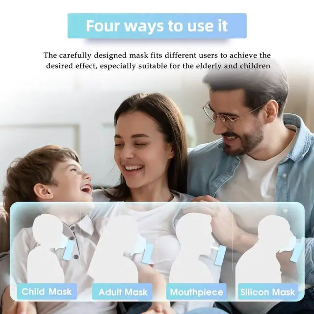 Alt view image 4 of 7 - Portable Nebulizer - Handheld Mesh Nebulizer for Breathing Problems, Portable Nebulizer with Mouthpiece, Kids and Adults Mask of Replacement Accessories _Mega Brand