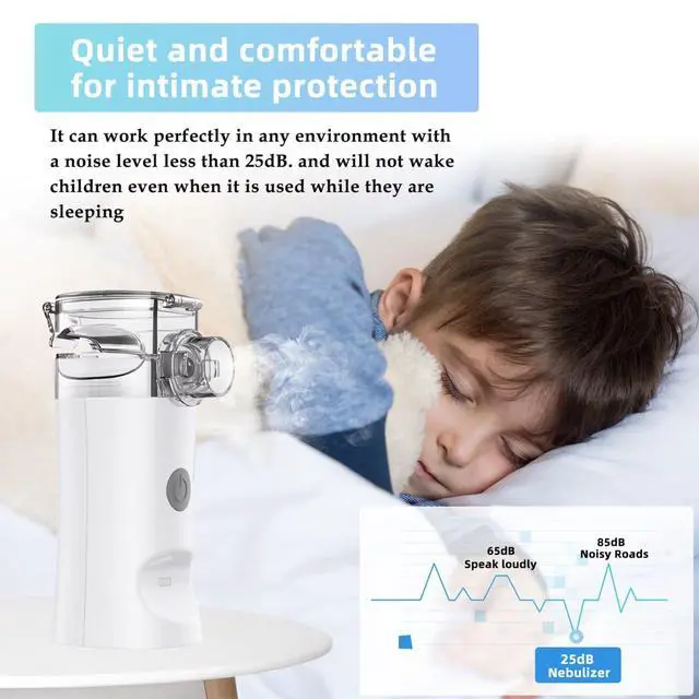 Alt view image 7 of 7 - Portable Nebulizer - Handheld Mesh Nebulizer for Breathing Problems, Portable Nebulizer with Mouthpiece, Kids and Adults Mask of Replacement Accessories _Mega Brand