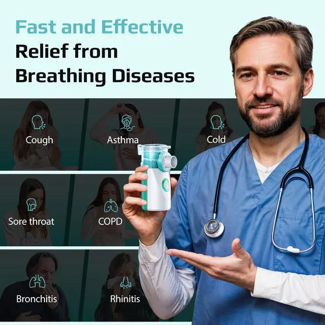 Alt view image 2 of 7 - Portable Nebulizer for Adults and Kids - Quiet Nebulizer Machine for Adults and Kids,Travel Nebulizer,Handheld Baby Nebulizer,Mesh Nebulizer for Home Use