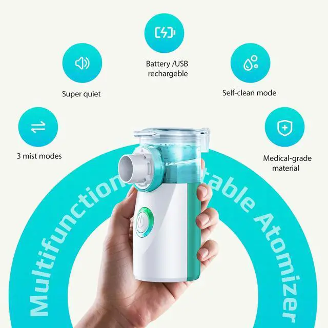 Alt view image 4 of 7 - Portable Nebulizer for Adults and Kids - Quiet Nebulizer Machine for Adults and Kids,Travel Nebulizer,Handheld Baby Nebulizer,Mesh Nebulizer for Home Use