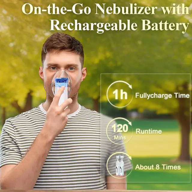 Alt view image 5 of 6 - Nebulizer, Nebulizer for Adults & Kids, Portable Nebulizer with Adjustable Rates, Rechargeable Nebulizer with Fast Support for Asthma and Respiratory Problems