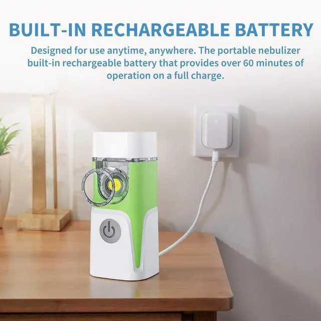 Alt view image 6 of 7 - Portable Nebulizer for Adults and Kids,Rechargeable Handheld Mesh Nebulizer Machine, Travel & Home Use, Fast Relief for Breathing Problems, Ultra Quiet Auto-Cleaning