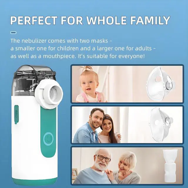 Alt view image 6 of 7 - _Mega Brand Portable Nebulizer for Breathing Problems, Handheld Nebulizer for Kids and Adults, Small Nebulizer Machine with Self-Clean Mode for Home Use