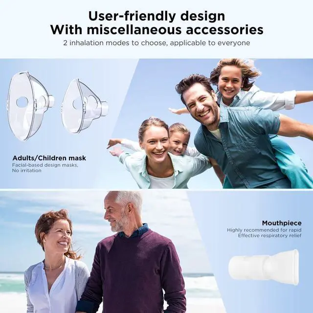 Alt view image 6 of 7 - Portable Nebulizer - Nebulizer Machine for Adults and Kids, Mesh Nebulizer with Mouthpiece, Kids and Adults Mask for Travel and Home Usage