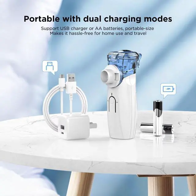 Alt view image 7 of 7 - Portable Nebulizer - Nebulizer Machine for Adults and Kids, Mesh Nebulizer with Mouthpiece, Kids and Adults Mask for Travel and Home Usage