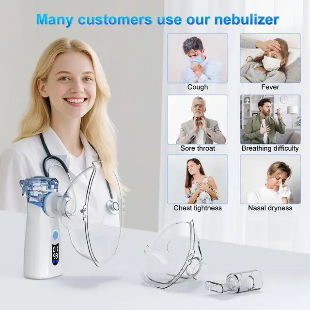Alt view image 2 of 6 - Regulation Name: Nebulizer Portable 8cc Mesh Nebulizer with LED Display- Ultra-Compact Handheld Nebulizer Machine for Adults & Kids, Rechargeable Battery-Powered Respiratory Relief