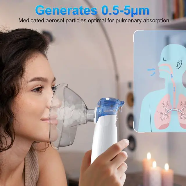 Alt view image 3 of 6 - Regulation Name: Nebulizer Portable 8cc Mesh Nebulizer with LED Display- Ultra-Compact Handheld Nebulizer Machine for Adults & Kids, Rechargeable Battery-Powered Respiratory Relief