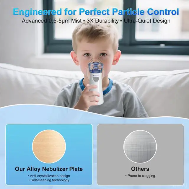Alt view image 4 of 6 - Regulation Name: Nebulizer Portable 8cc Mesh Nebulizer with LED Display- Ultra-Compact Handheld Nebulizer Machine for Adults & Kids, Rechargeable Battery-Powered Respiratory Relief