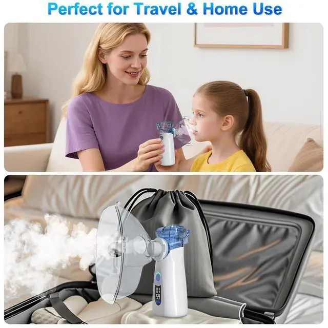 Alt view image 5 of 6 - Regulation Name: Nebulizer Portable 8cc Mesh Nebulizer with LED Display- Ultra-Compact Handheld Nebulizer Machine for Adults & Kids, Rechargeable Battery-Powered Respiratory Relief