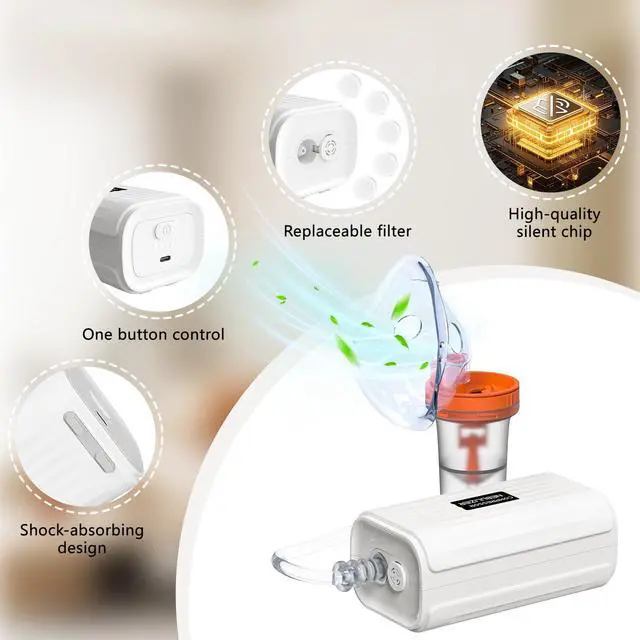 Alt view image 2 of 7 - _Mega Brand Nebulizer, Portable Nebulizer for Adults and Kids,Portable Nebulizer for Adults & Kids,Handheld Mesh Nebulizer for Breathing Problems