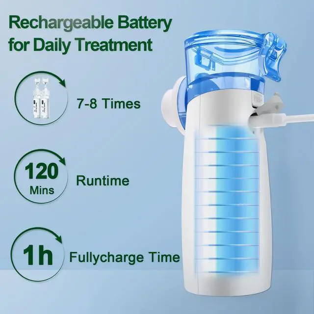 Alt view image 3 of 6 - Nebulizer, Asthma Nebulizer for Adults and Kids, Rechargeable Nebulizer for Respiratory Problems, Portable Nebulizer for Fast Acting Relief at Home