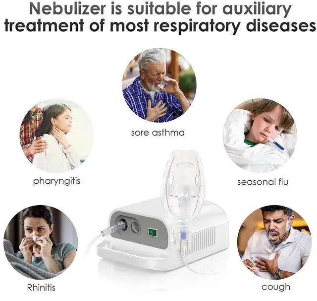 Alt view image 2 of 7 - Nebulizer Machine for Adults & Kids - Portable Nebulizer Machine for Breathing with Mouthpiece and Mask, Desktop Compressor Nebulizer & Jet Nebulizers for Home Use Hailie Sensor NF0106