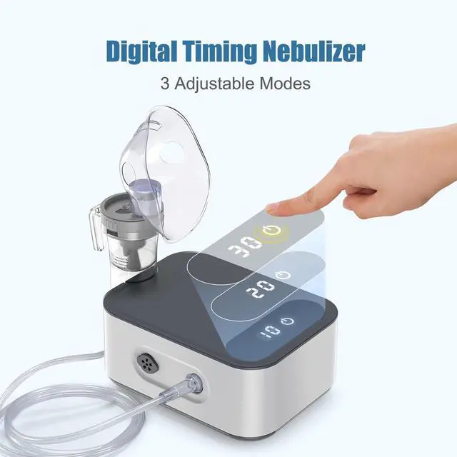 Alt view image 5 of 7 - _Mega Brand Smart Nebulizer for Adults and Kids-Digital Display Nebulizer with Mask,Desktop Compression Nebulizer for Breathing Treatment with Adjustable Time, as Well as on Work