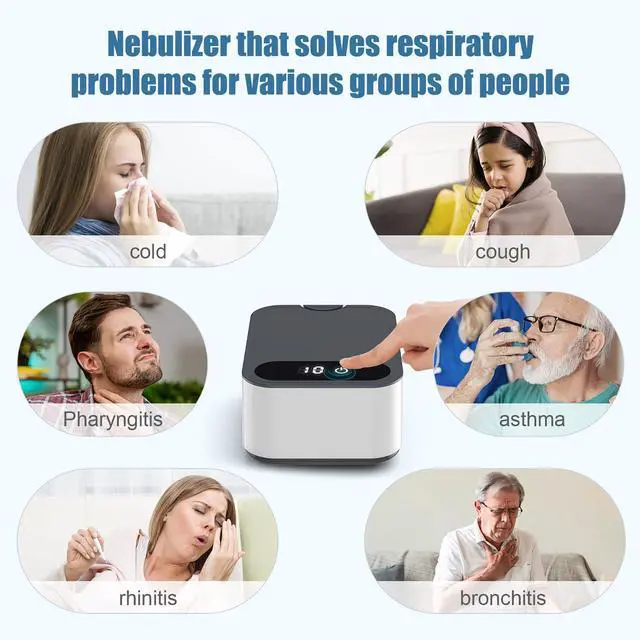 Alt view image 6 of 7 - _Mega Brand Smart Nebulizer for Adults and Kids-Digital Display Nebulizer with Mask,Desktop Compression Nebulizer for Breathing Treatment with Adjustable Time, as Well as on Work