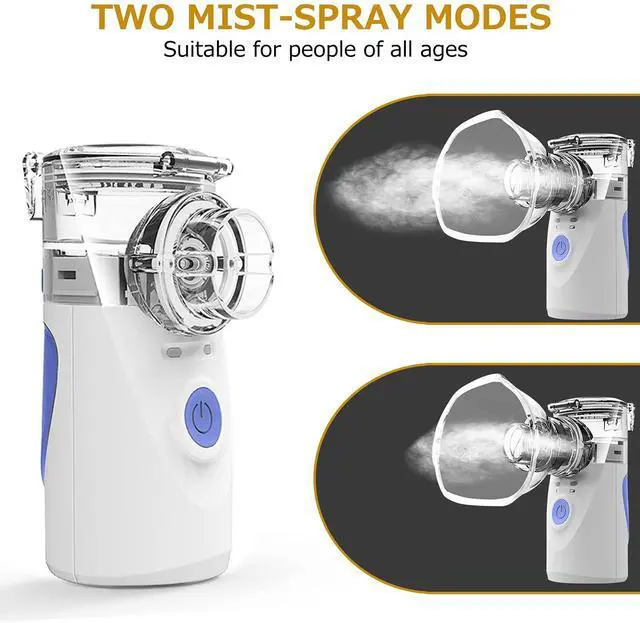 Alt view image 4 of 7 - _Mega Brand Portable Nebulizer, Nebulizer Machine for Adults and Kids, Battery-Operated Nebulizer of Cool Mist, Ultrasonic Mesh Nebulizer for Breathing Problems, Office, Travel(Blue)