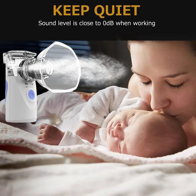 Alt view image 5 of 7 - _Mega Brand Portable Nebulizer, Nebulizer Machine for Adults and Kids, Battery-Operated Nebulizer of Cool Mist, Ultrasonic Mesh Nebulizer for Breathing Problems, Office, Travel(Blue)