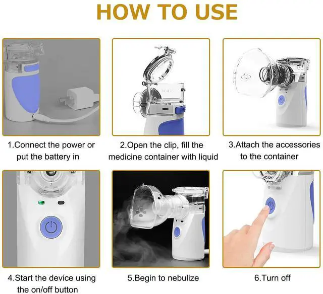 Alt view image 6 of 7 - _Mega Brand Portable Nebulizer, Nebulizer Machine for Adults and Kids, Battery-Operated Nebulizer of Cool Mist, Ultrasonic Mesh Nebulizer for Breathing Problems, Office, Travel(Blue)