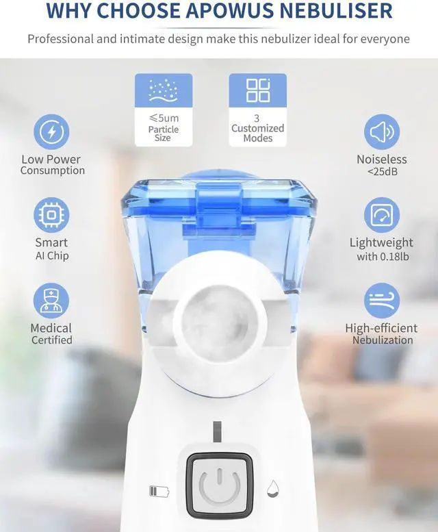 Alt view image 3 of 7 - _Mega Brand Portable Nebulizer -Nebulizer for Adults and Kids, Nebulizer Machine for Adults and Kids with 3 Nebulizer Masks and Adjustable Nebulization Rate, Handheld and Easy