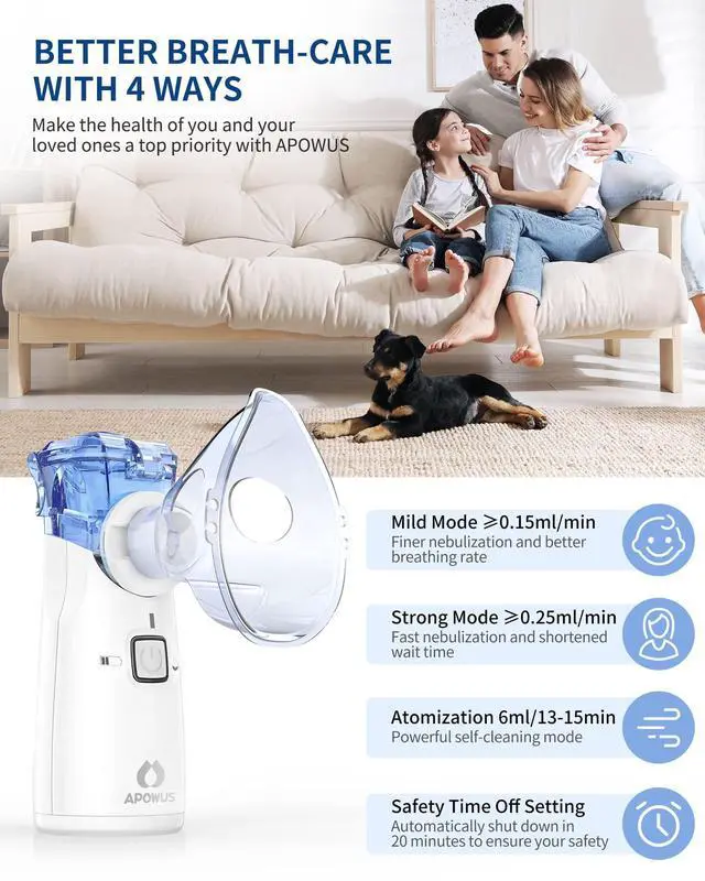 Alt view image 5 of 7 - _Mega Brand Portable Nebulizer -Nebulizer for Adults and Kids, Nebulizer Machine for Adults and Kids with 3 Nebulizer Masks and Adjustable Nebulization Rate, Handheld and Easy