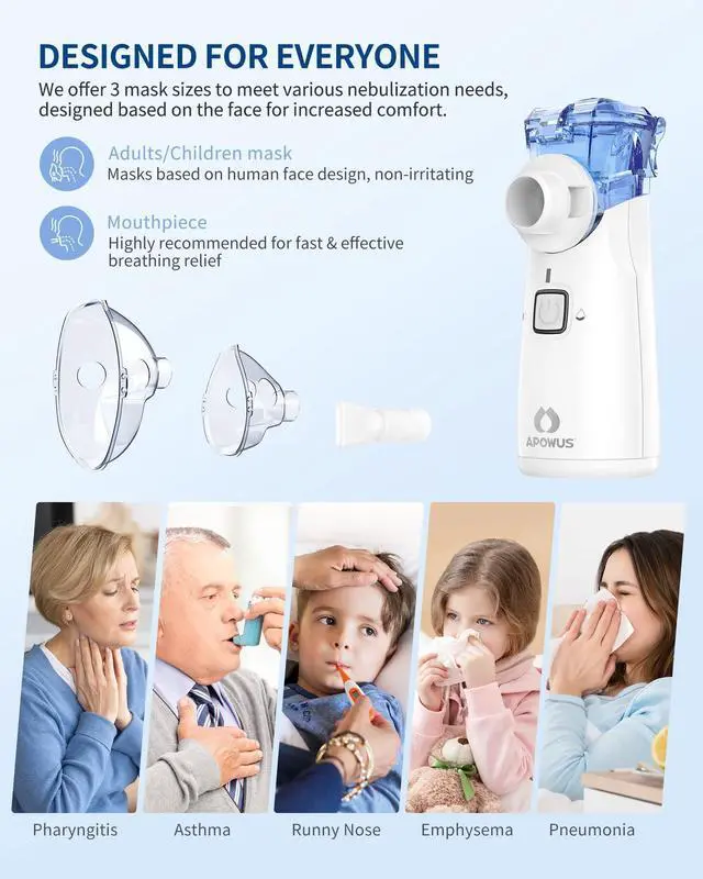 Alt view image 6 of 7 - _Mega Brand Portable Nebulizer -Nebulizer for Adults and Kids, Nebulizer Machine for Adults and Kids with 3 Nebulizer Masks and Adjustable Nebulization Rate, Handheld and Easy