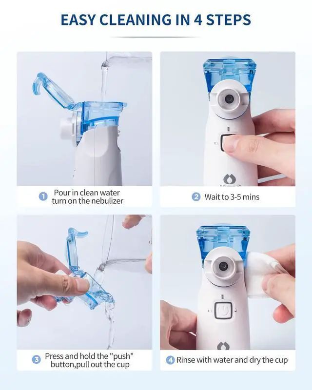 Alt view image 7 of 7 - _Mega Brand Portable Nebulizer -Nebulizer for Adults and Kids, Nebulizer Machine for Adults and Kids with 3 Nebulizer Masks and Adjustable Nebulization Rate, Handheld and Easy