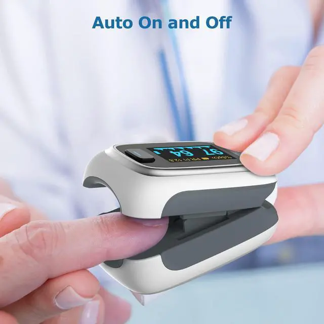 Alt view image 3 of 7 - _Mega Brand Fingertip Pulse Oximeter, Blood Oxygen Saturation Monitor| O2 Meter, Portable SPO2 & Pulse Rate Monitor, Batteries and Lanyard Included