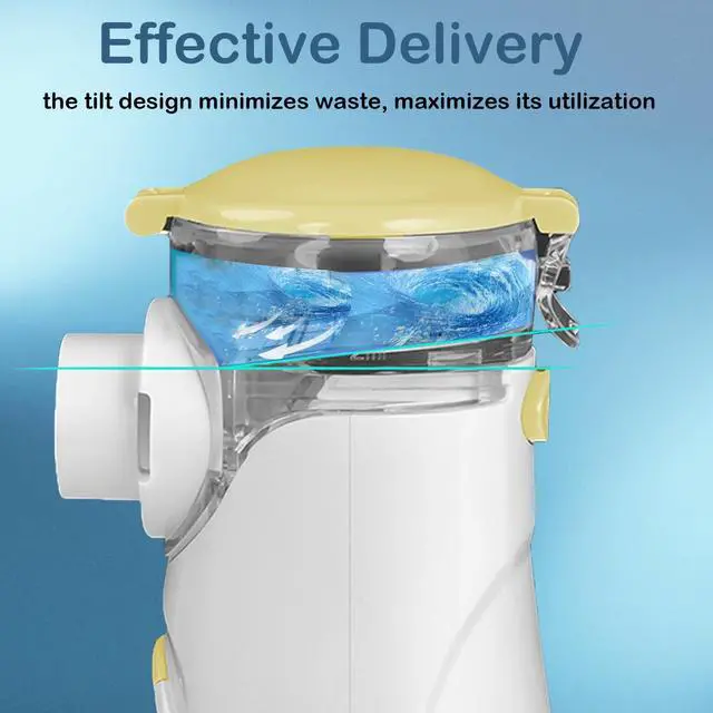 Alt view image 7 of 7 - _Mega Brand Portable Nebulizer with Intuitive LED Interface and Auto-Cleaning, Handheld Portable Mesh Nebulizer for Kids, Ultra-Quiet Inhaler Compact Nebulizer Machine, Yellow