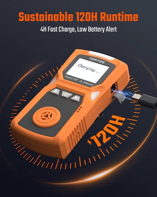 Alt view image 2 of 7 - _Mega Brand Oxygen Detector, Portable O2 Monitor, 0-30%, Rechargeable 120H Battery Duration, Sound, Light and Vibration Alarms, Dust and Explosion Proof, Handheld O2 Meter for Work,