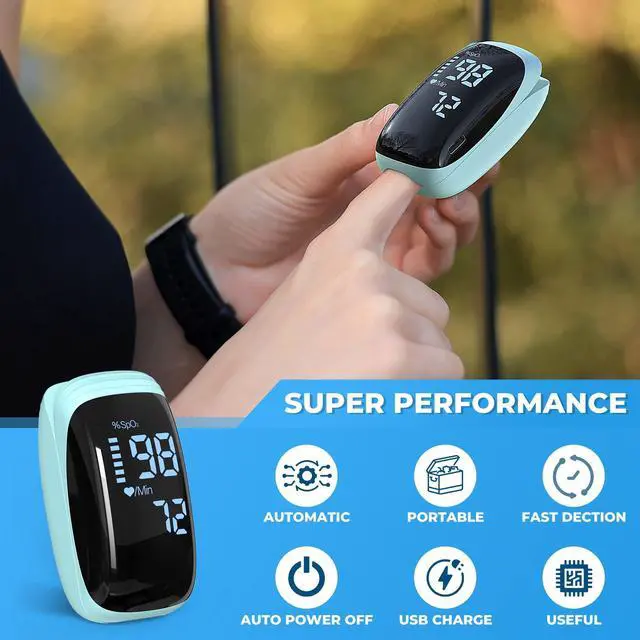 Alt view image 2 of 7 - Finger Pulse Oximeter, Fingertip Blood Oxygen Saturation with Pulse Monitor Rechargeable, Accurate Spo2 Reading for Home, Outdoor SportsBlue