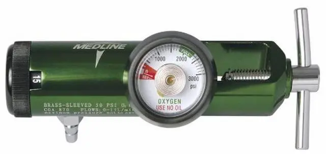 Main image of _Mega Brand Mini Oxygen Regulator, Latex Free, 0-15 Liters per Minute, 870 CGA Connection, Brass Sleeve